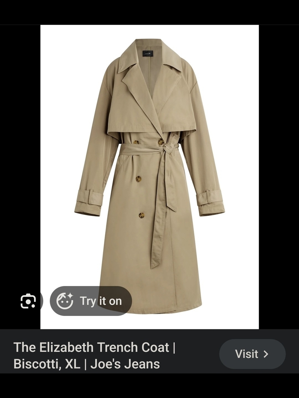 Joe's Jeans Biscotti Trench Coat with Belt